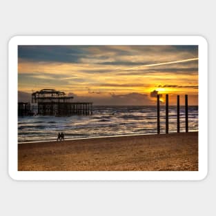 Sunset Over The West Pier Brighton Sticker